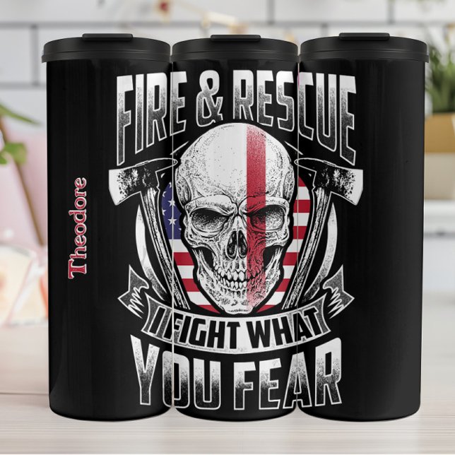 Fire Rescue Skull Design Thermal Tumbler (Creator Uploaded)