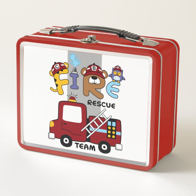 Fire Rescue Team  Metal Lunch Box (Front)