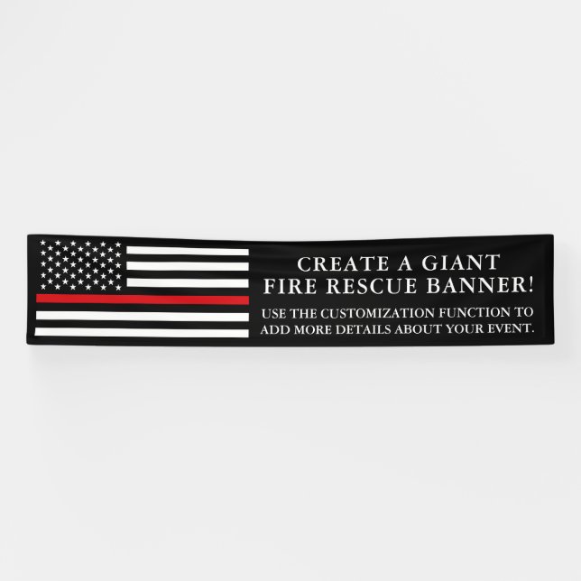 Fire Rescue Themed American Flag Long Banner (Horizontal)
