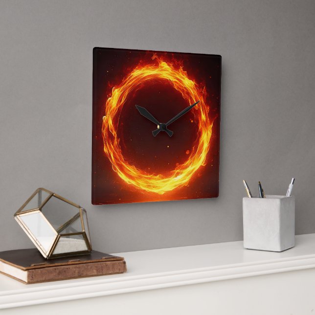 fire ring square wall clock (Office)