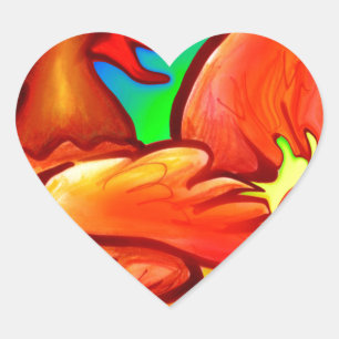 Fire Rooster Heart Sticker