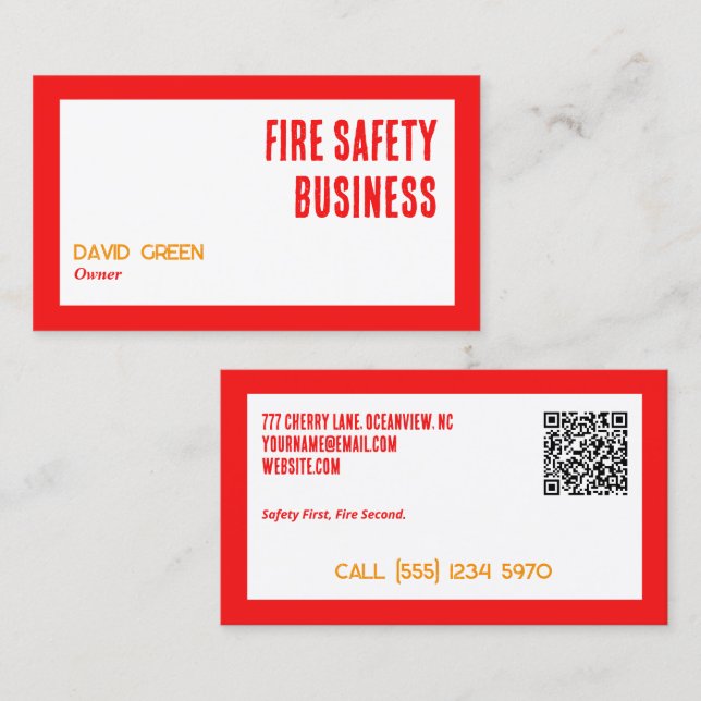 Fire Safety Custom QR Business Card (Front/Back)
