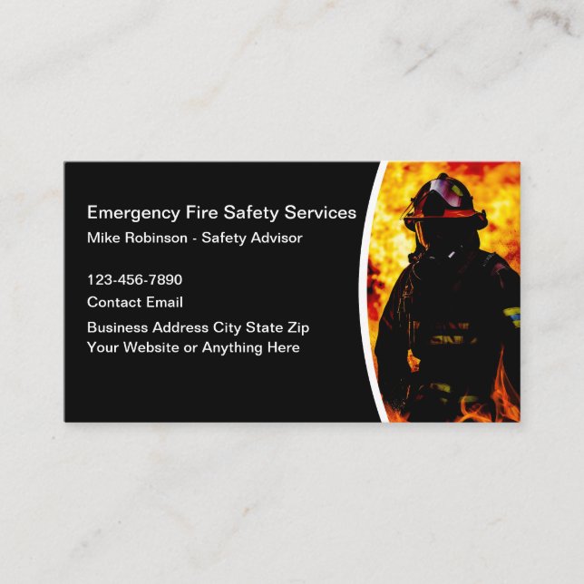 Fire Safety Emergency Theme Business Cards (Front)