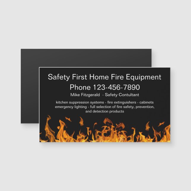 Fire Safety Equipment Theme Business Card Magnets (Front/Back)