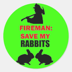 Fire Safety Save My Rabbits Classic Round Sticker