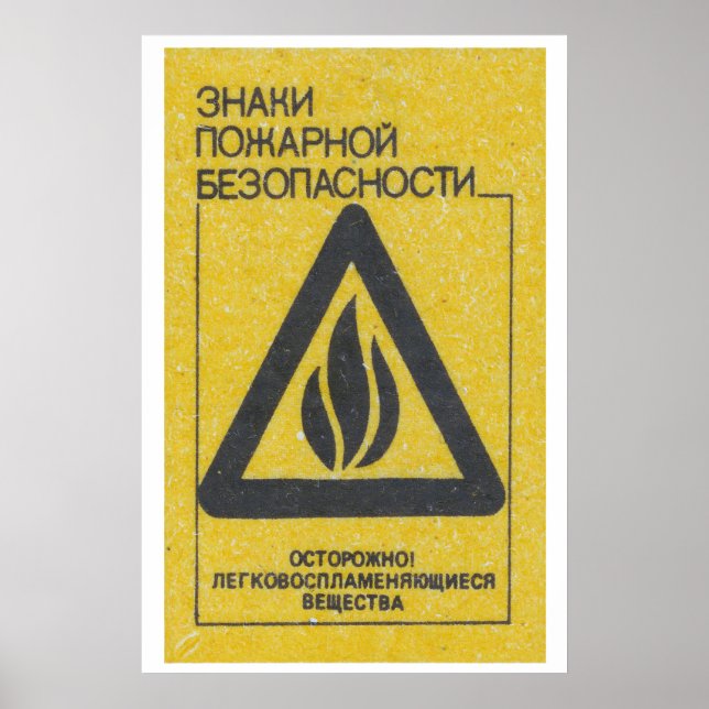 Fire Safety Warning Symbol Czechoslovakia Poster (Front)