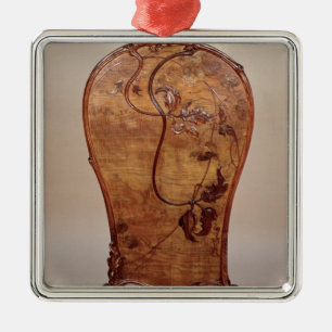 Fire screen with marquetry of various woods metal tree decoration