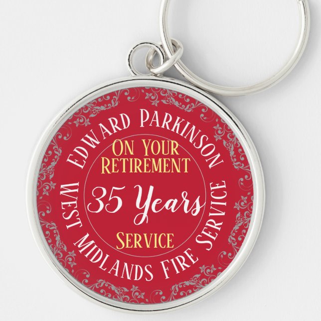 Fire Service Employee Retirement Award Key Ring (Front)