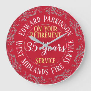 Fire Service Retirement Award with Years Served Large Clock