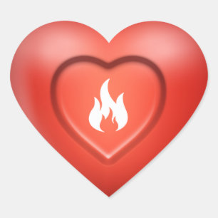 Fire Sign Red Heart Sticker