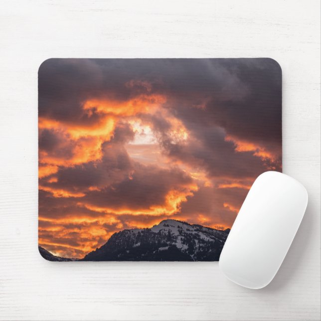 Fire Skies, Grand Teton Mouse Mat (With Mouse)