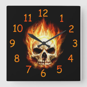 Fire Skull Clock