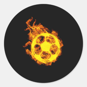 Fire Soccer Flames Ball Soccer Player Classic Round Sticker