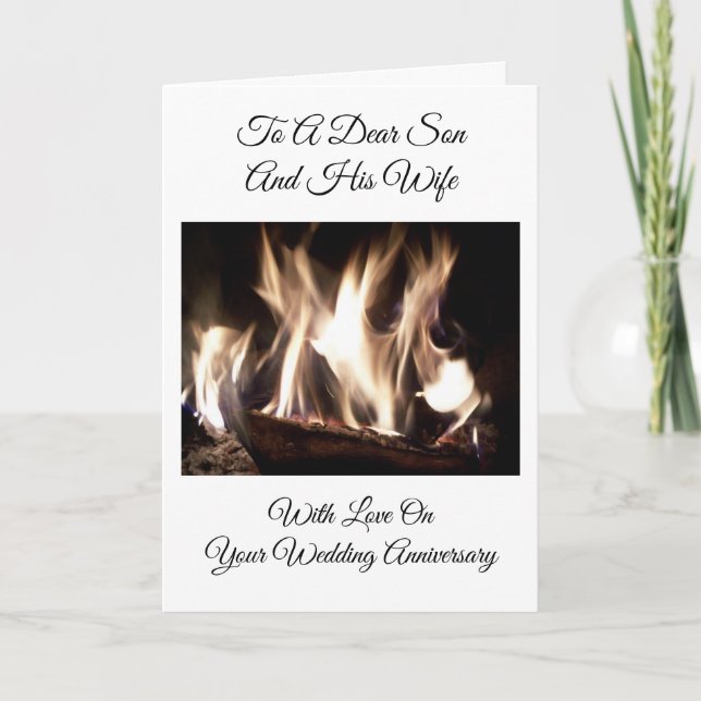 Fire Son And Wife Personalised Wedding Anniversary Card (Front)