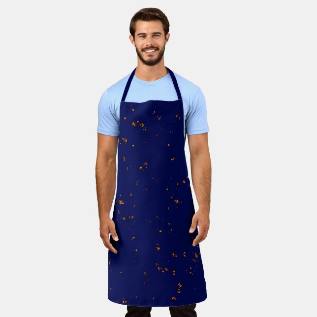 Fire Sparks Overlay Your Photo BBQ Ashes Blue Apron (Worn)