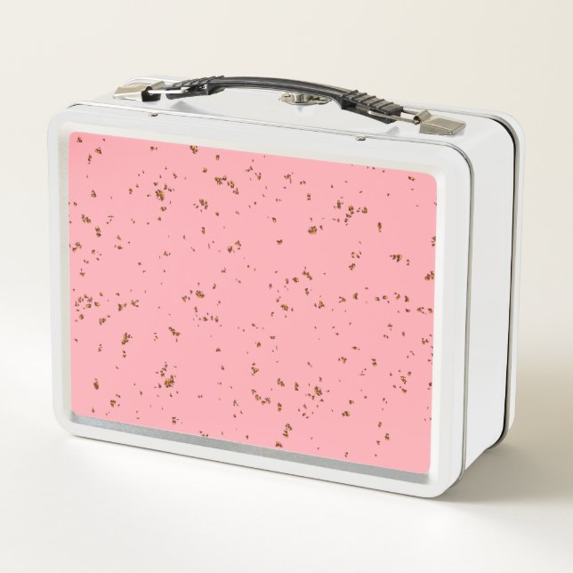 Fire Sparks Overlay Your Photo Blush Pink Metal Lunch Box (Back)