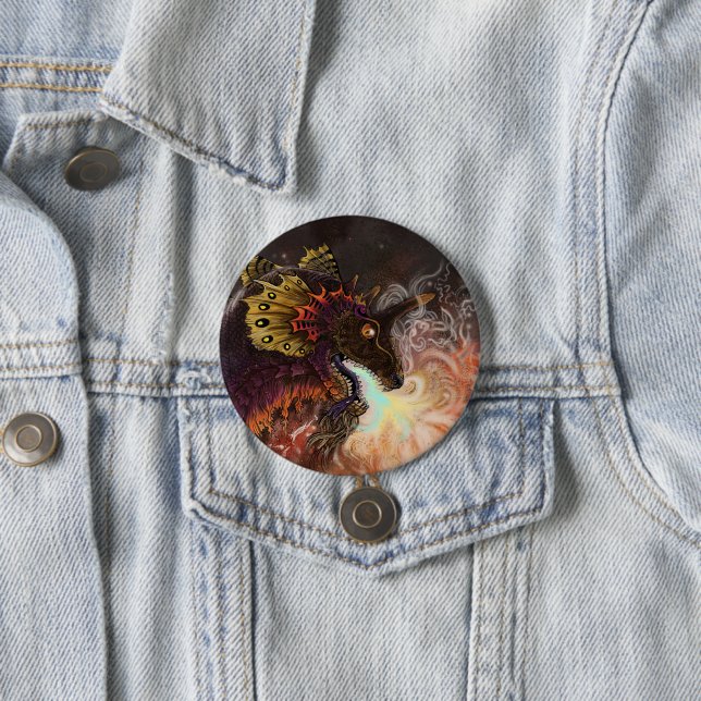 Fire Spitter Dragon 7.5 Cm Round Badge (In Situ)