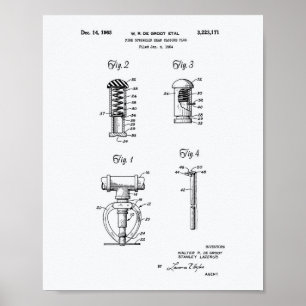 Fire Sprinkler Head 1965 Patent Art - White Paper Poster