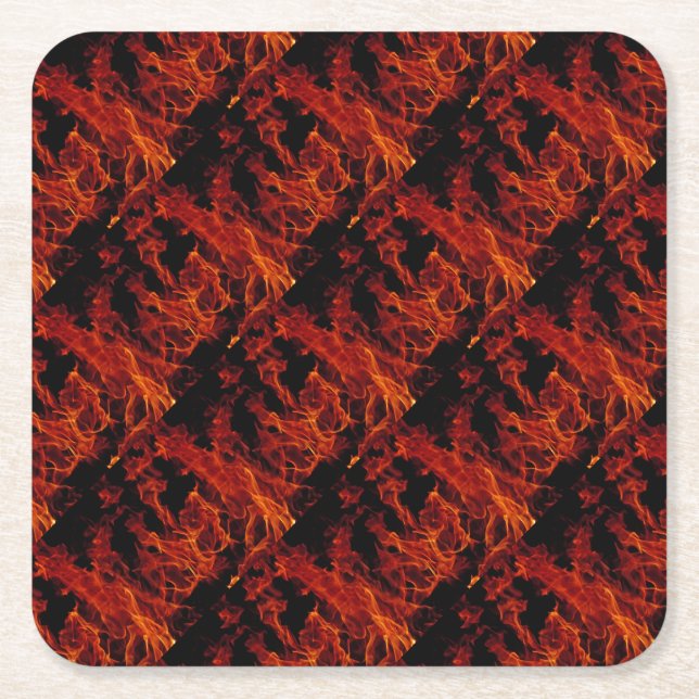 Fire Square Paper Coaster (Front)