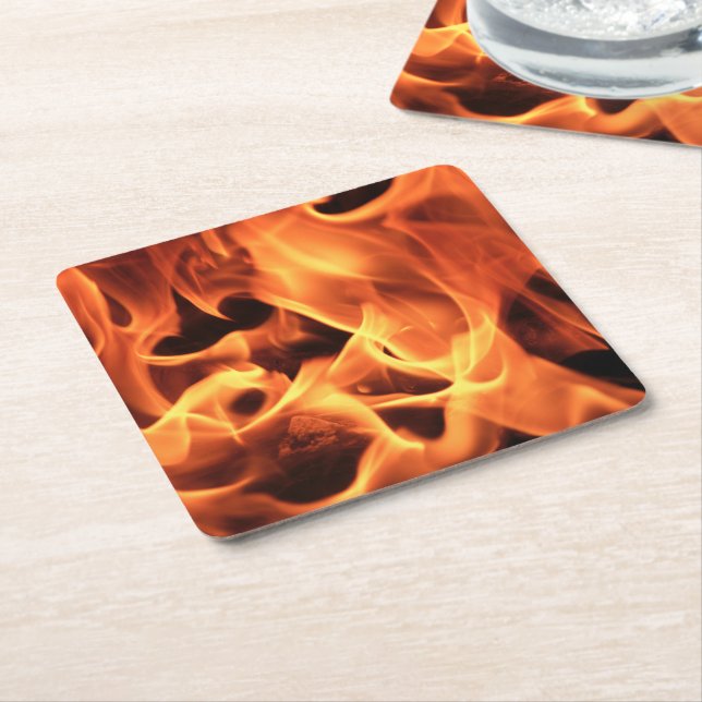 Fire Square Paper Coaster (Angled)