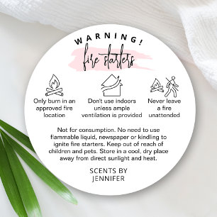 Fire Starters Warning Modern Feminine Pink Safety Classic Round Sticker