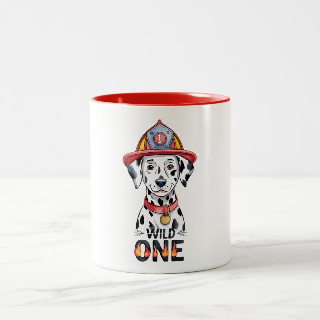 Fire Station Dalmatian Dog Wild One Two-Tone Coffee Mug (Center)