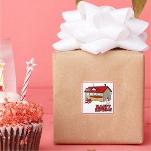 Fire Station Truck And Dalmatian Dog Birthday Square Sticker