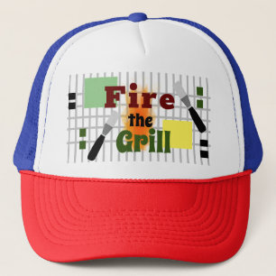 Fire the Grill Multicolored Abstract Text Trucker Hat