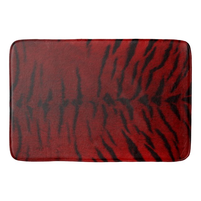 Fire Tiger Skin Print Bath Mat (Front)