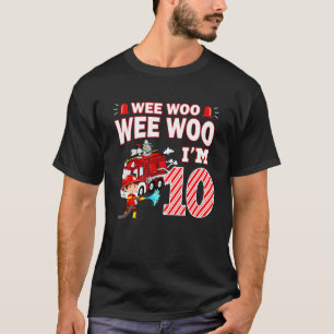 Fire Truck 10 Year Old Firefighter 10th Birthday B T-Shirt