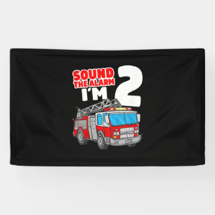 Fire Truck 2 Year Old Firefighter 2nd Birthday Banner