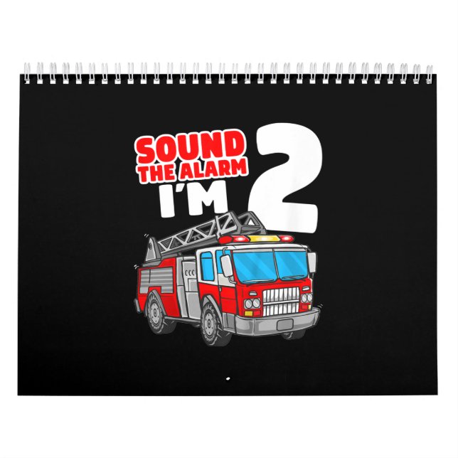 Fire Truck 2 Year Old Firefighter 2nd Birthday Calendar (Cover)