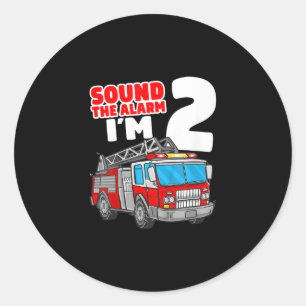 Fire Truck 2 Year Old Firefighter 2nd Birthday Classic Round Sticker