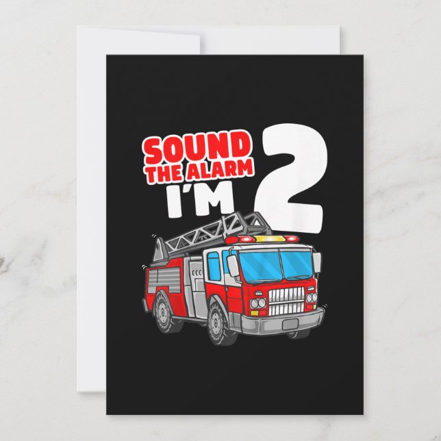 Fire Truck 2 Year Old Firefighter 2nd Birthday Holiday Card (Front)
