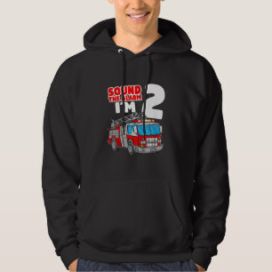 Fire Truck 2 Year Old Firefighter 2nd Birthday Hoodie