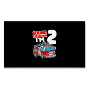 Fire Truck 2 Year Old Firefighter 2nd Birthday Magnetic Business Card