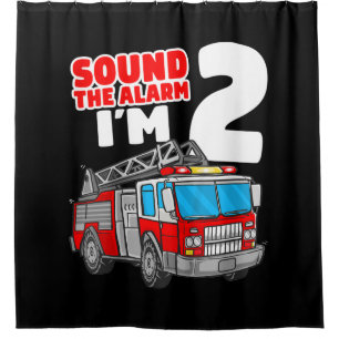 Fire Truck 2 Year Old Firefighter 2nd Birthday Shower Curtain