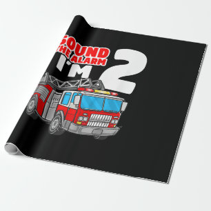Fire Truck 2 Year Old Firefighter 2nd Birthday Wrapping Paper