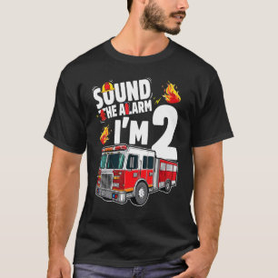 Fire Truck 2nd Birthday Boy Firefighter 2 Year Old T-Shirt