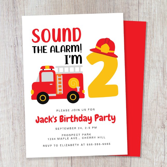 Fire Truck 2nd Birthday Party Invitation (Creator Uploaded)