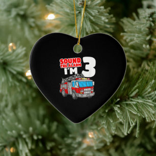 Fire Truck 3 Year Old Firefighter 3rd Birthday Ceramic Tree Decoration