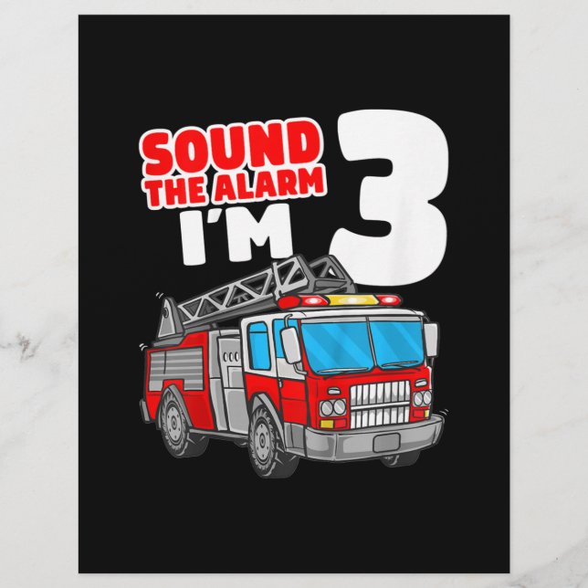 Fire Truck 3 Year Old Firefighter 3rd Birthday Custom Letterhead (Front)