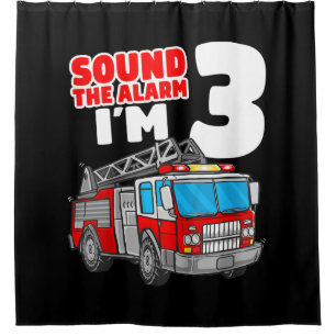 Fire Truck 3 Year Old Firefighter 3rd Birthday Shower Curtain