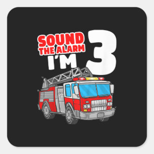 Fire Truck 3 Year Old Firefighter 3rd Birthday Square Sticker