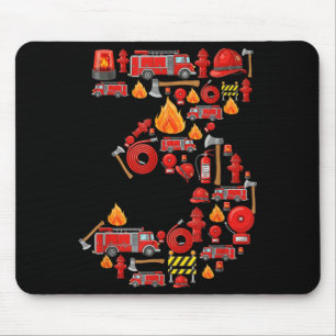 Fire Truck 3rd Birthday Boy Firefighter 3 Year Old Mouse Mat