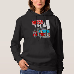 Fire Truck 4 Year Old Firefighter Four 4th Birthda Hoodie
