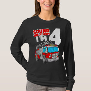Fire Truck 4 Year Old Firefighter Four 4th Birthda T-Shirt