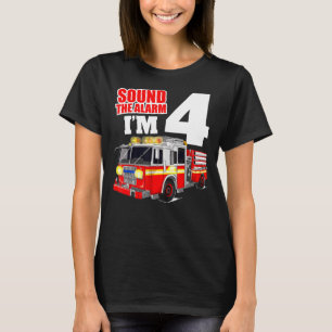 Fire Truck 4 Year Old Firefighter Four 4th Birthda T-Shirt