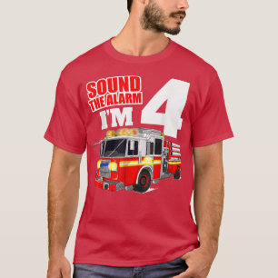 Fire Truck 4 Year Old Firefighter Four 4th Birthda T-Shirt