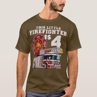 Fire Truck 4rd Birthday Firefighter boy  T-Shirt